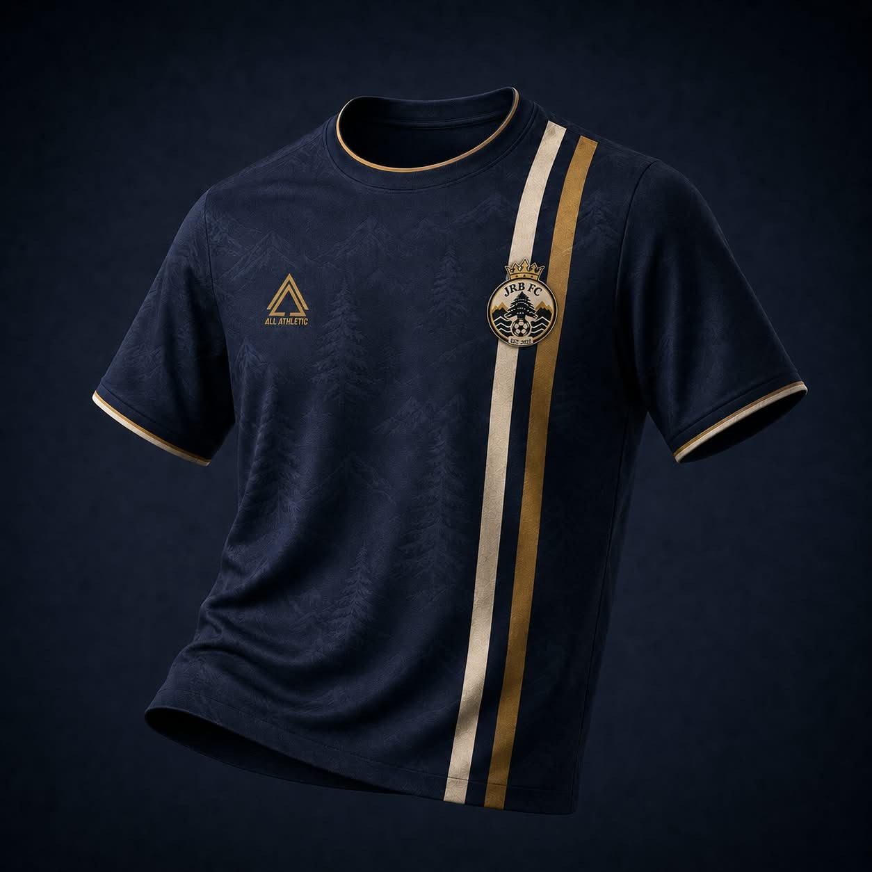 JRB FA Academy away kit design — navy and gold